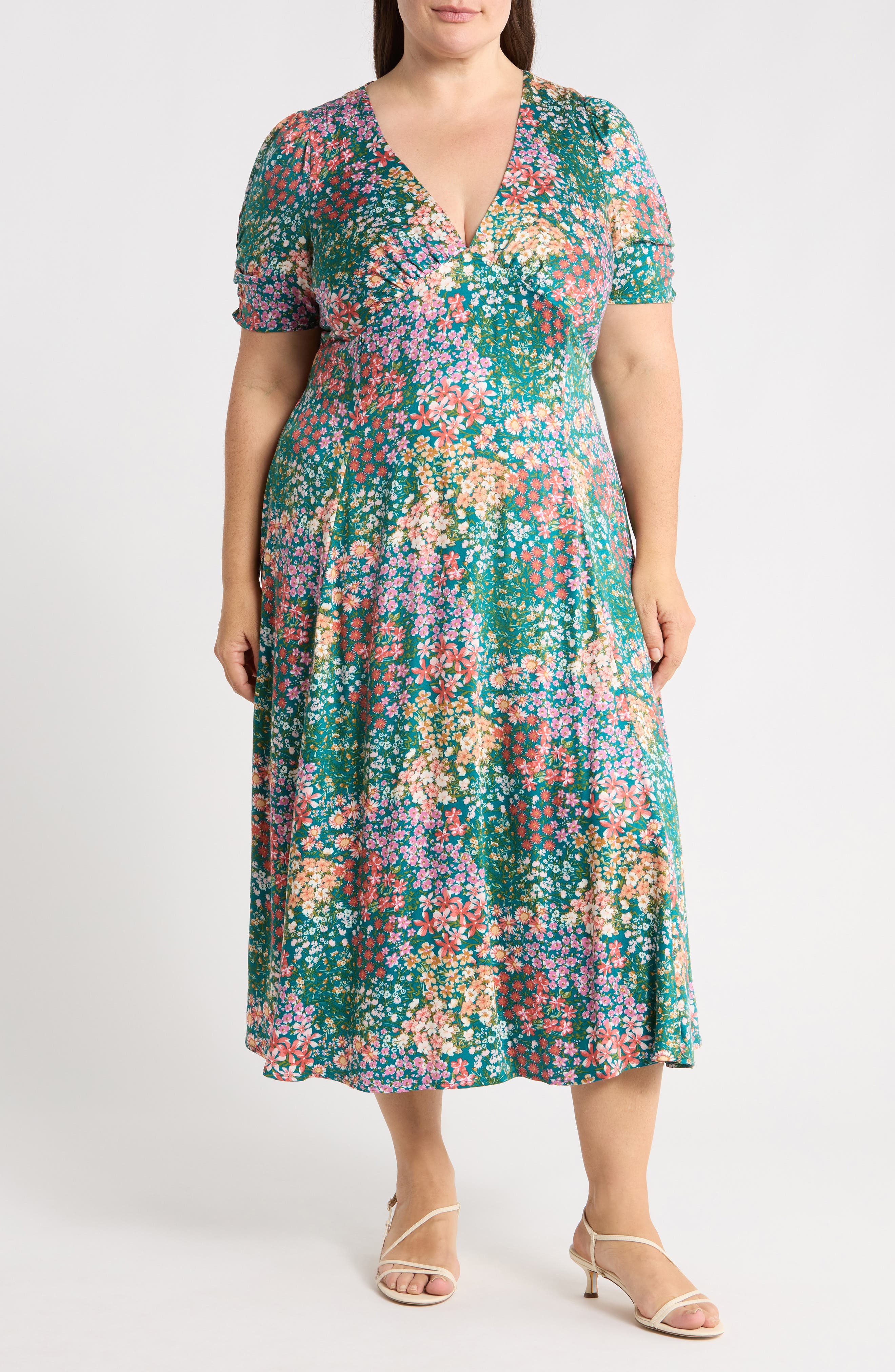 Floral V-Neck Midi Dress