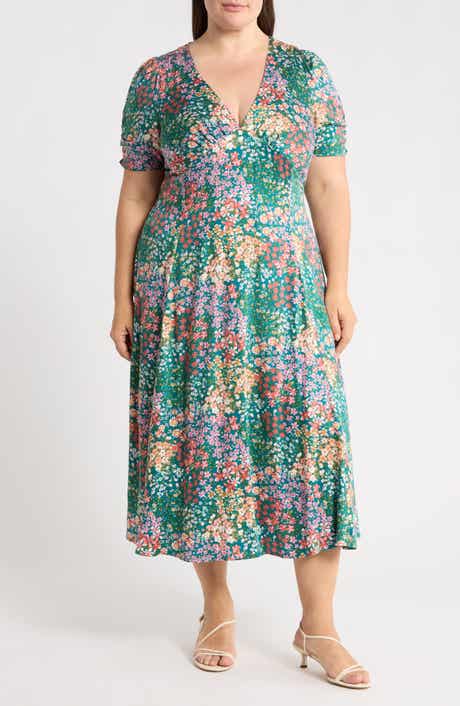 Floral V-Neck Midi Dress