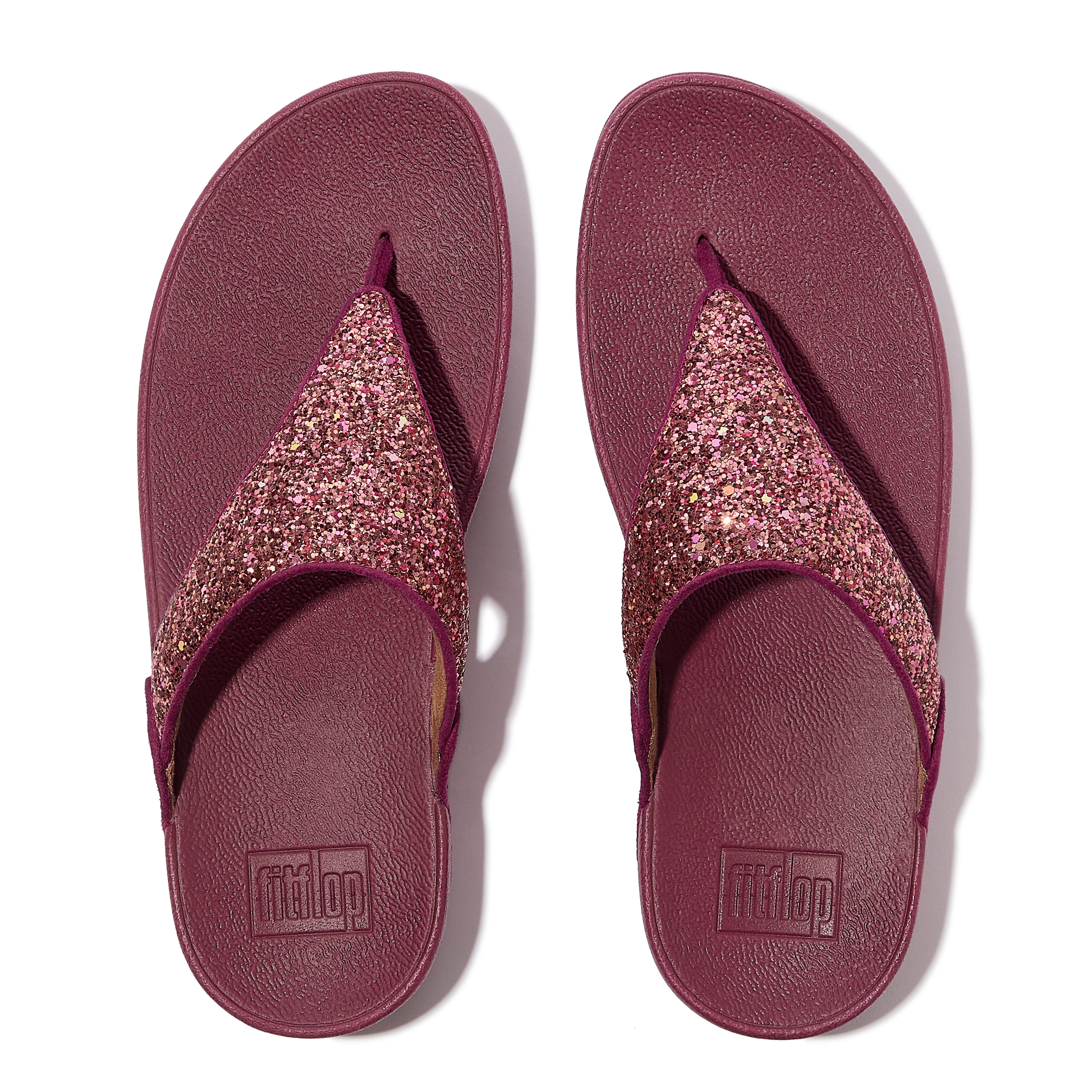FitFlop Lulu Multi Tonal Glitter Toe Post Sandals, Alternate, color, Ruby Mix