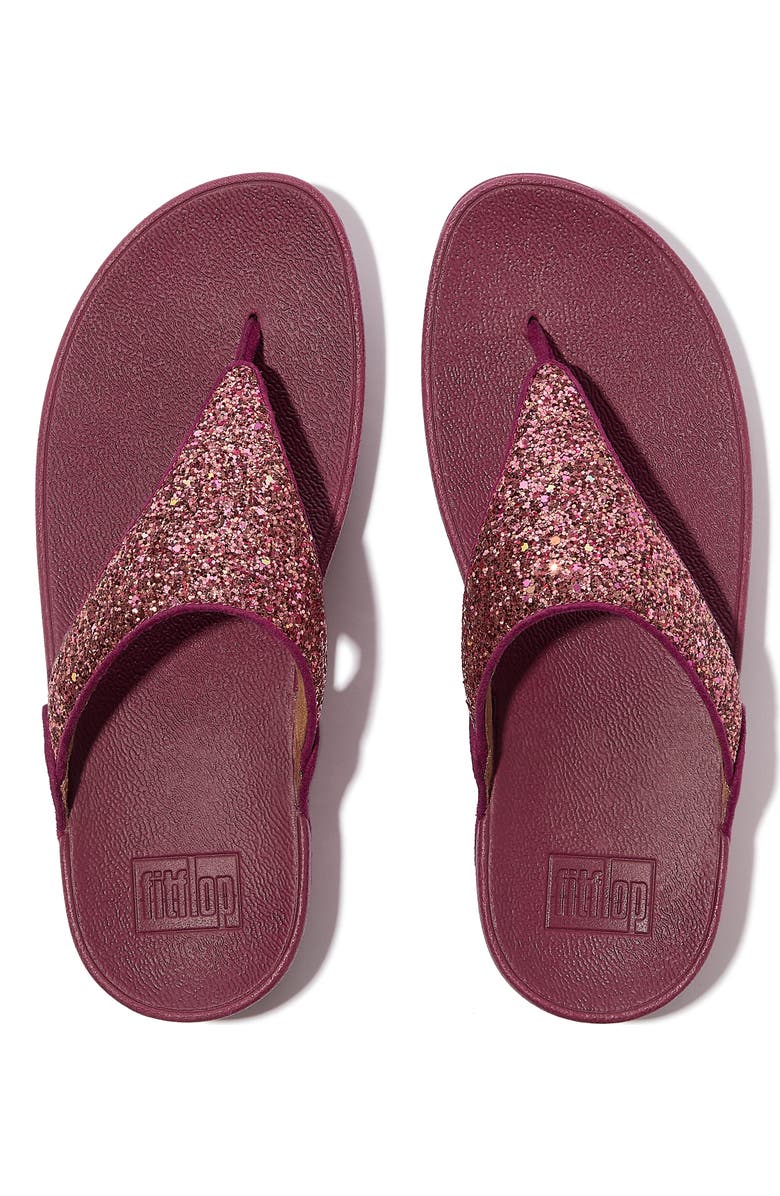 FitFlop Lulu Multi Tonal Glitter Toe Post Sandals, Alternate, color, Ruby Mix