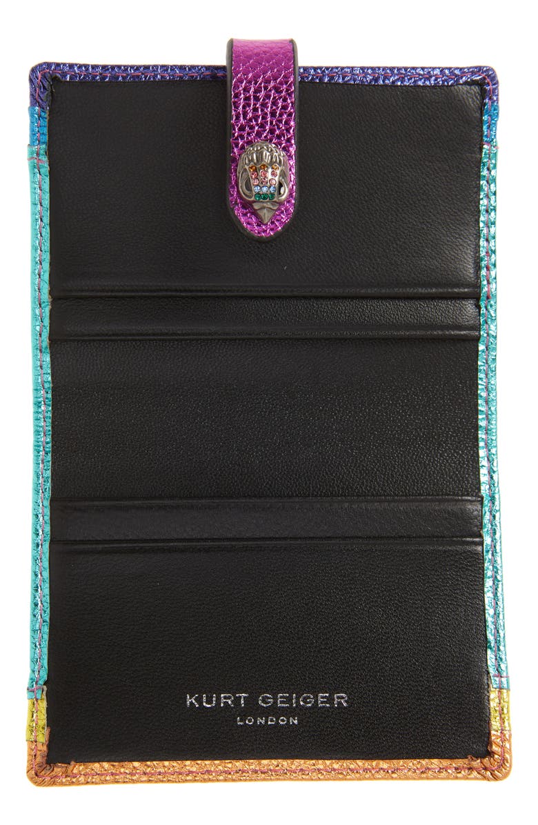 Kurt Geiger London Multi Metallic Leather Card Holder, Alternate, color, Turquoise