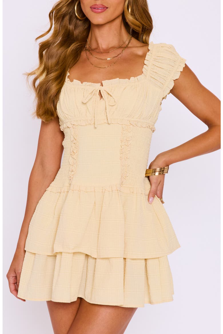 Canary Ruffle Tiered Minidress, Alternate, color, BUTTER