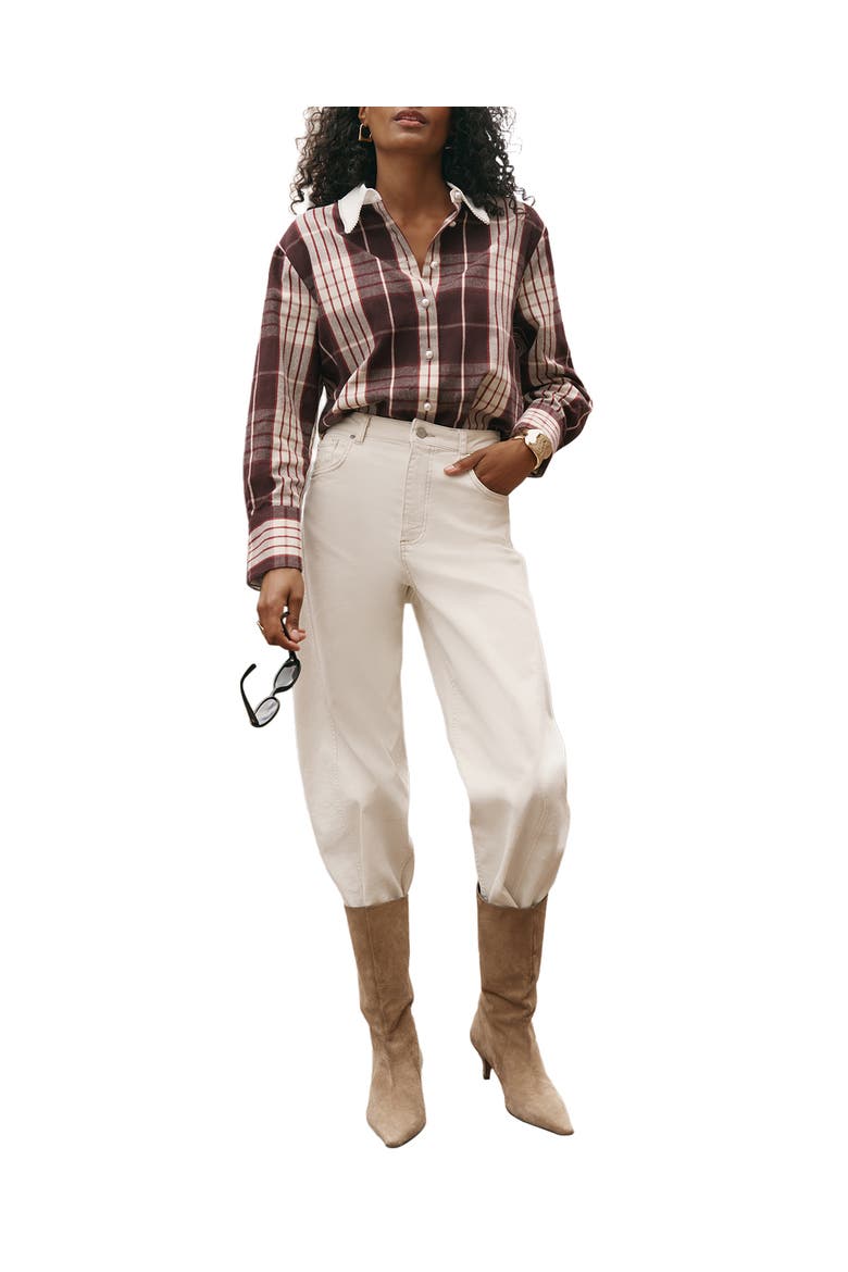 Checked Cotton Shirt, Main, color, Burgundy