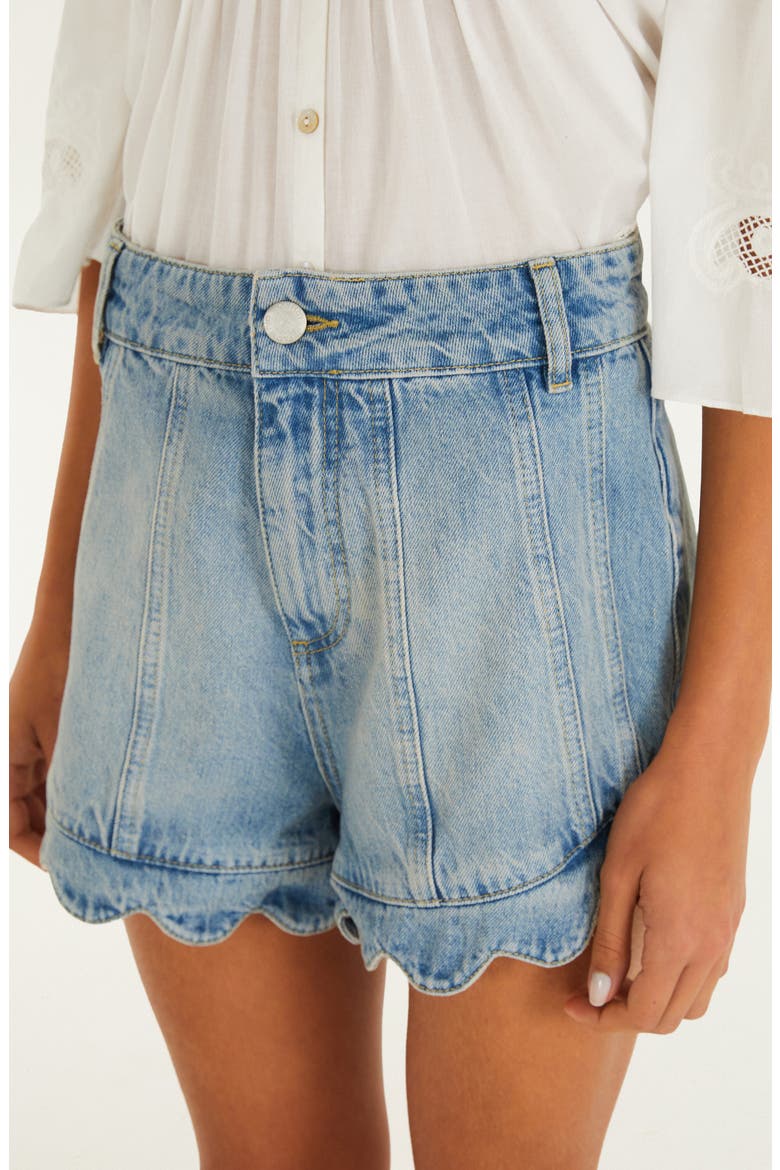 Romantic Ruffle Denim Shorts, Alternate, color, DENIM