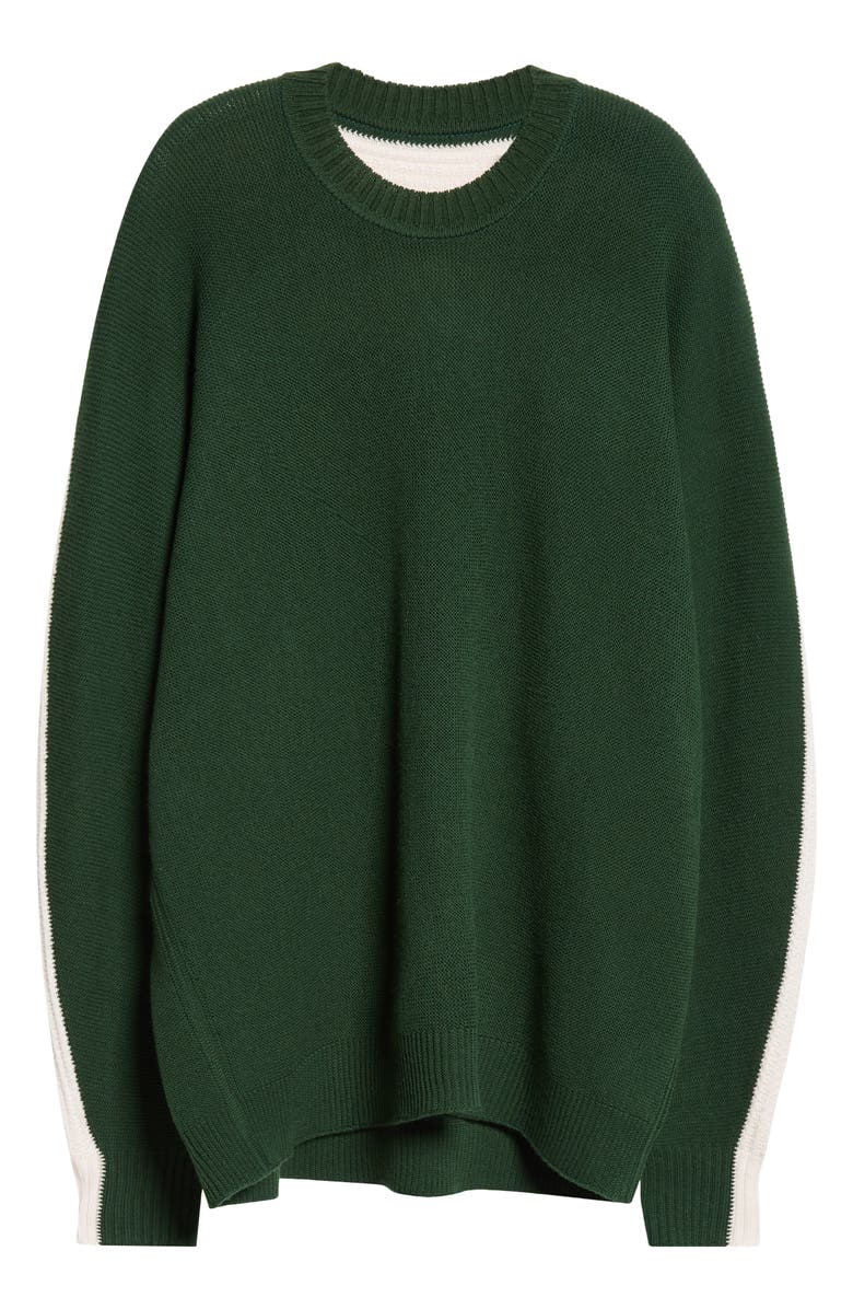 Drawing Contrast Stripe Oversize Wool Sweater