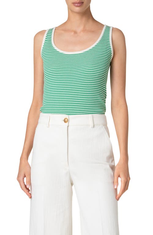 Akris Punto Sailor Stripe Virgin Wool Rib Sweater Tank In Sea Green-cream