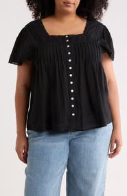 BOHO ME Crochet Inset Square Neck Top