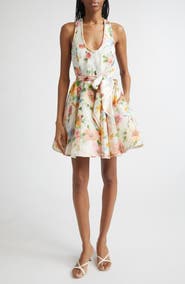 Zimmermann Alchemy Racerback Linen & Silk Skater Minidress