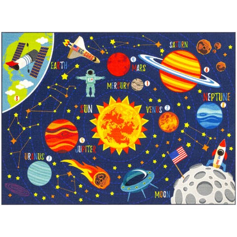Educational Rug Solar System Map, 3x5
 Playmat, Interactive Play