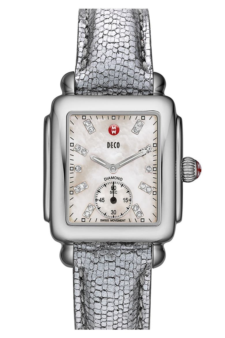 Deco 16 Diamond Dial Watch Head, 29mm x 31mm, Alternate, color, SILVER