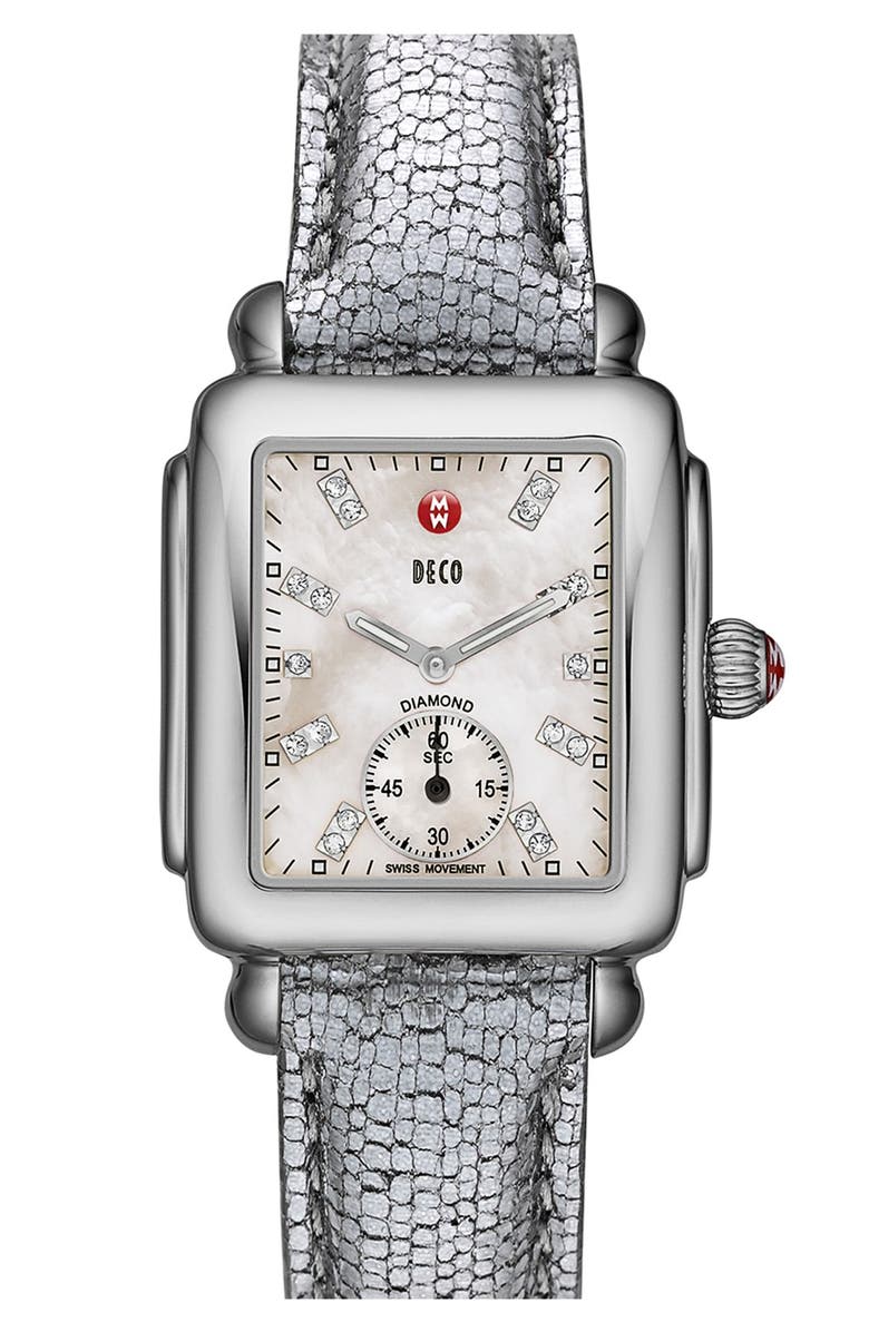 MICHELE Deco 16 Diamond Dial Watch Head, 29mm x 31mm, Alternate, color,