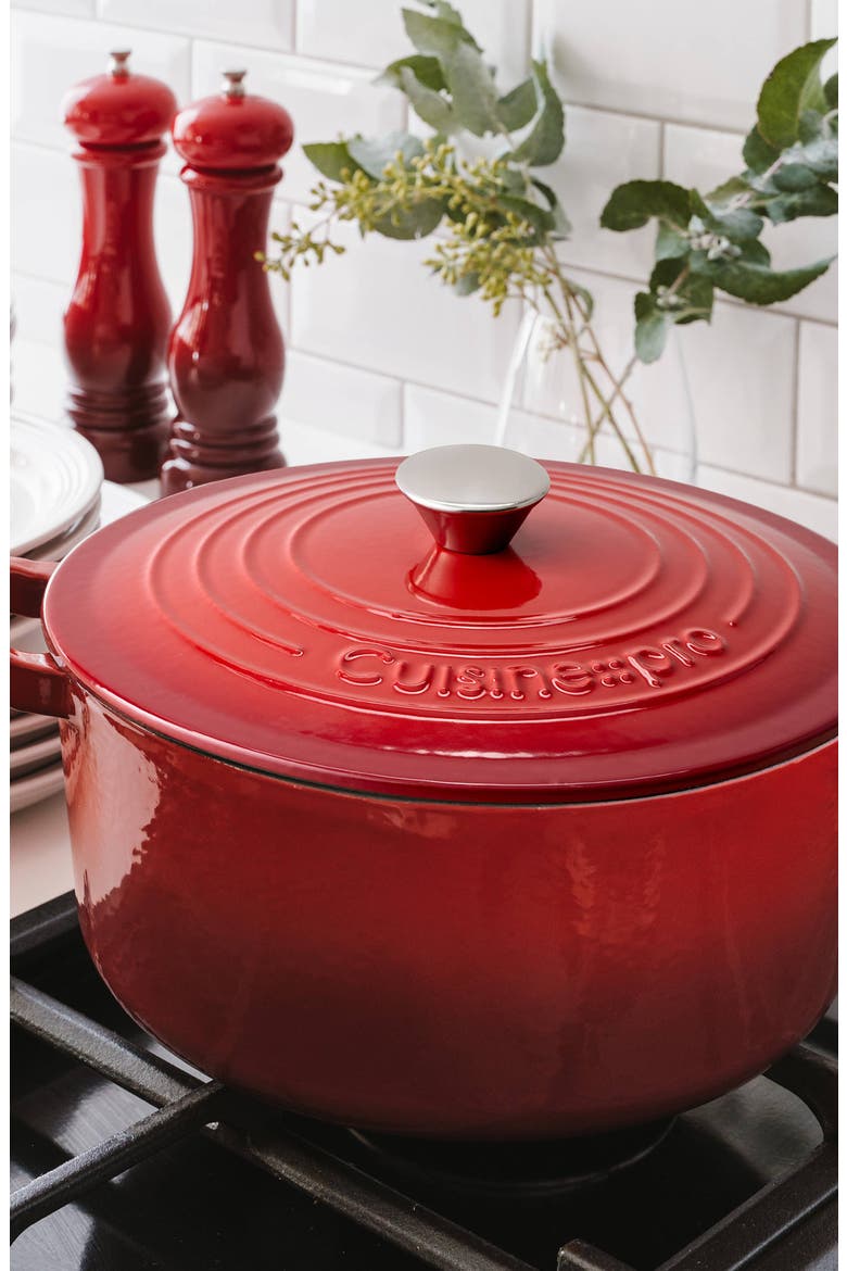 LE CONNOISSEUR 6.6 Qt. Round French Oven, Alternate, color, RED