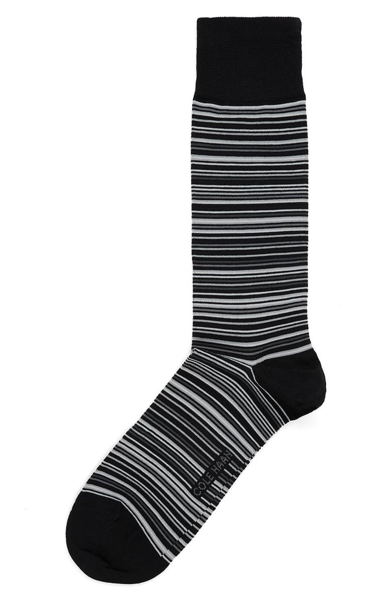 Cole Haan Multistripe Crew Socks, Main, color, Black/Grey