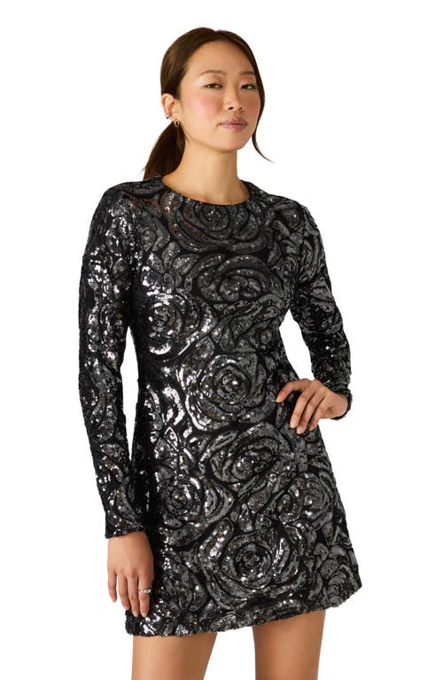 Steve Madden Faroe Long Sleeve Sequin Minidress In Black
