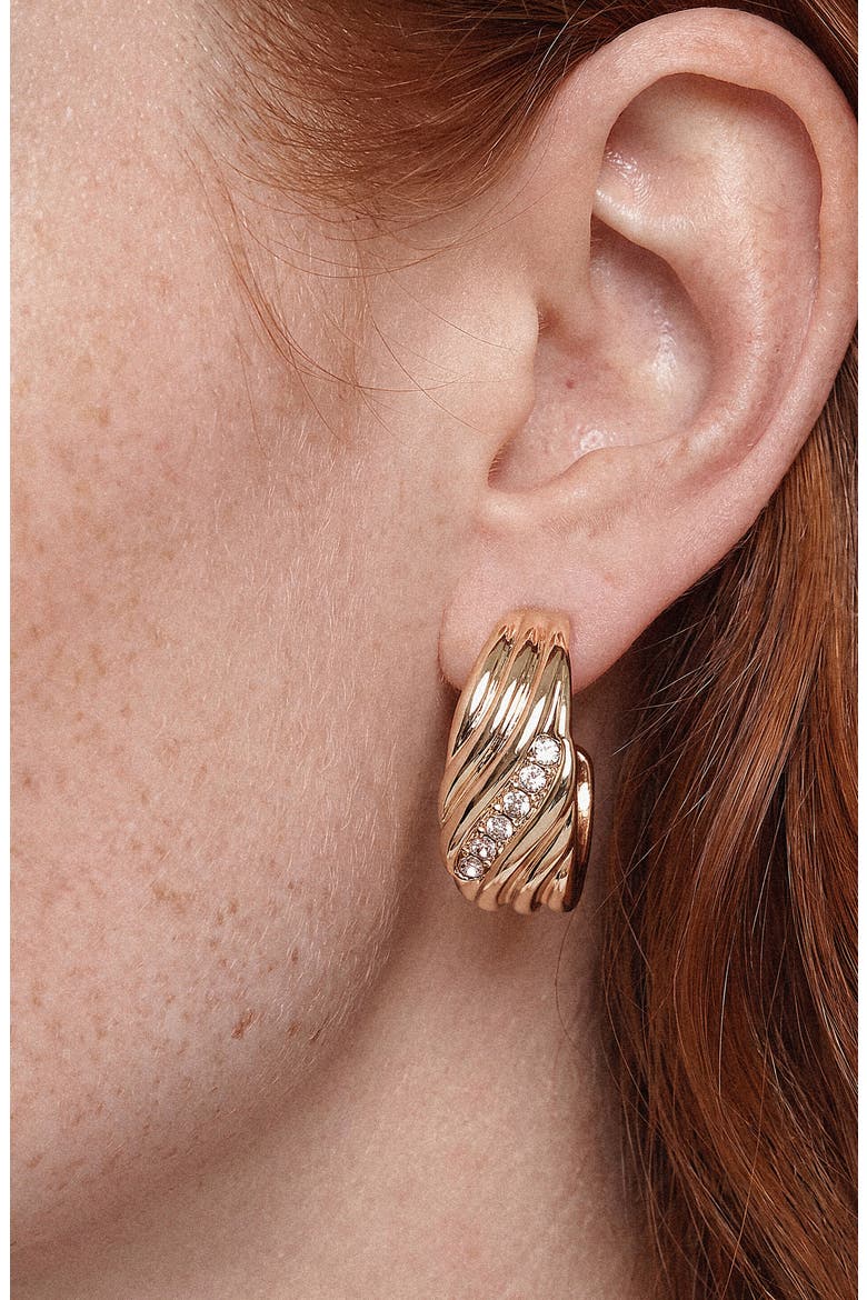 Textured Crystal Hoop Earrings, Alternate, color, GOLD