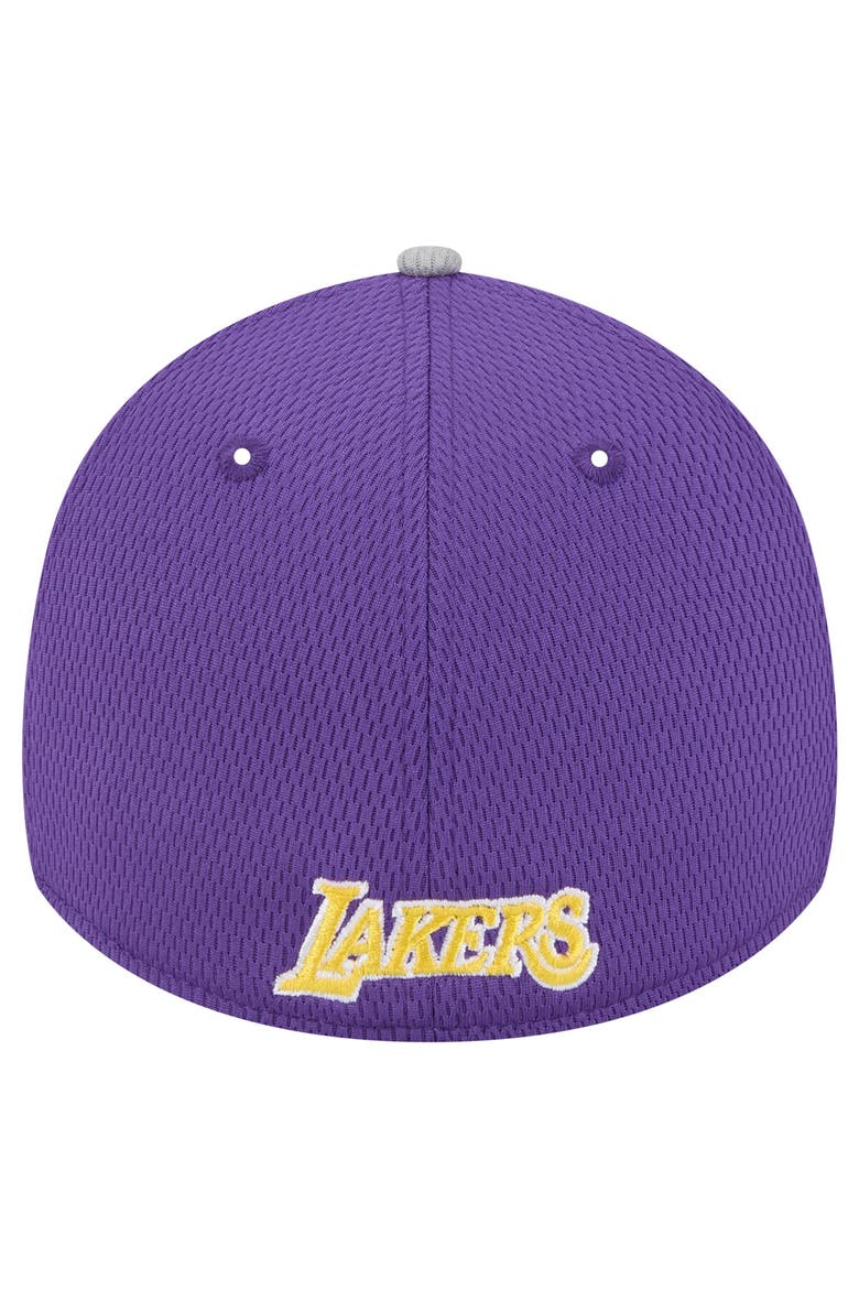 Men's New Era Gray/Purple Los Angeles Lakers Active Trim 39THIRTY Flex Hat, Alternate, color, Gray