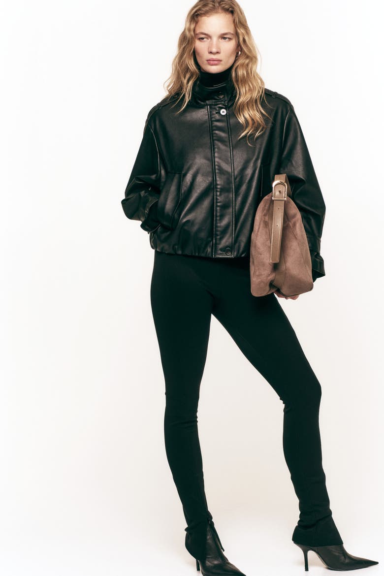 Zip-hem Leggings, Alternate, color, Black