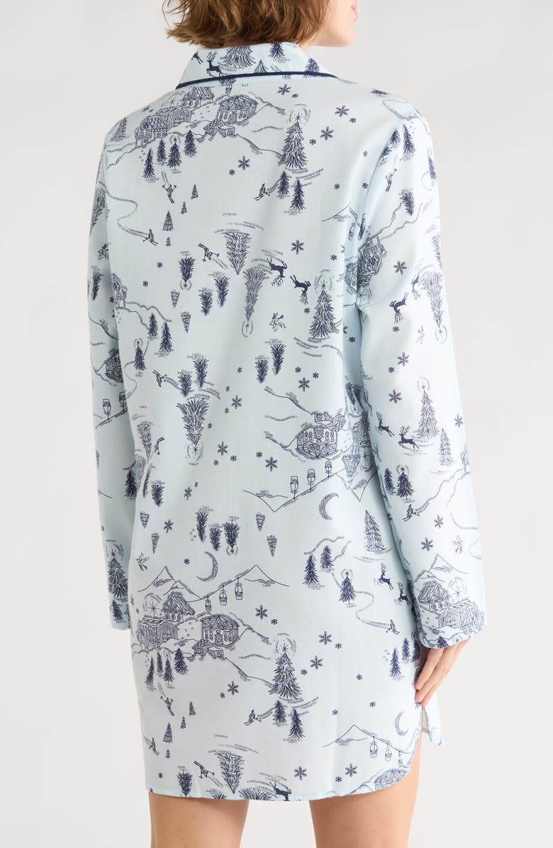 NORDSTROM RACK Print Flannel Long Sleeve Nightgown, Alternate, color, Blue- Navy Chateau Toile