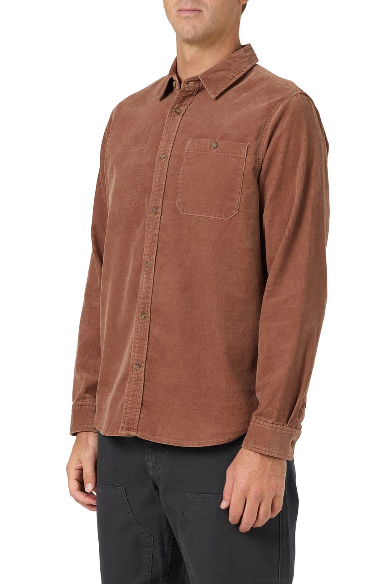 OG Cord Cotton Corduroy Button-Up Shirt, Alternate, color, CAROB BROWN