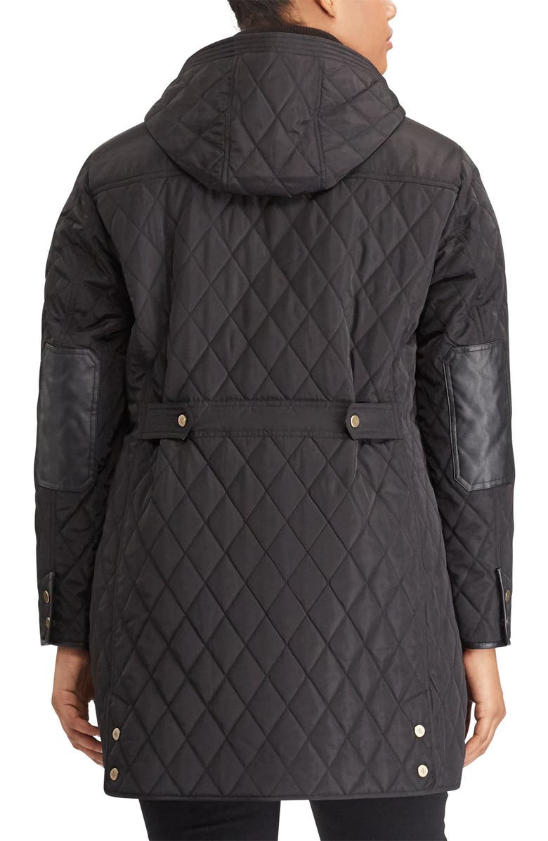 Lauren Ralph Lauren Diamond Quilted Jacket with Faux Leather Trim, Alternate, color,