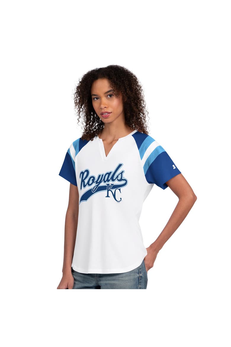 Women's Starter  White Kansas City Royals Game On Notch Neck Raglan T-Shirt, Main, color, White