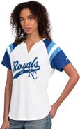 STARTER Women's Starter White Kansas City Royals Game On Notch Neck Raglan T-Shirt