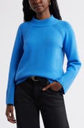 Caslon® Bell Sleeve Mock Neck Merino Wool & Cotton Sweater