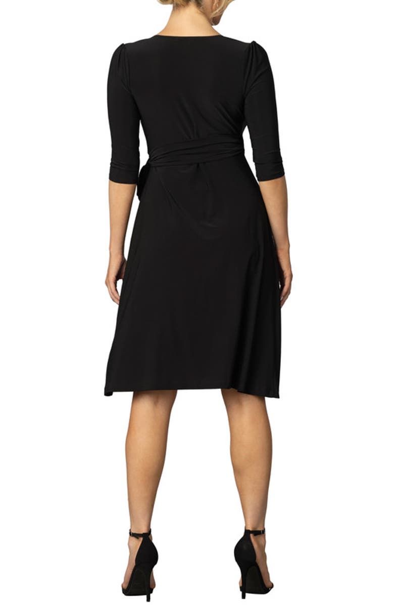 Kiyonna Sweetheart Midi Wrap Dress, Alternate, color, Black Noir