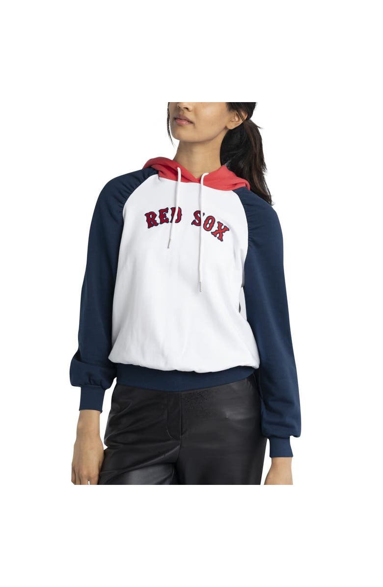 LUSSO Women's Lusso White Boston Red Sox Marlowe Tri-Blend Raglan Pullover Hoodie, Alternate, color, White