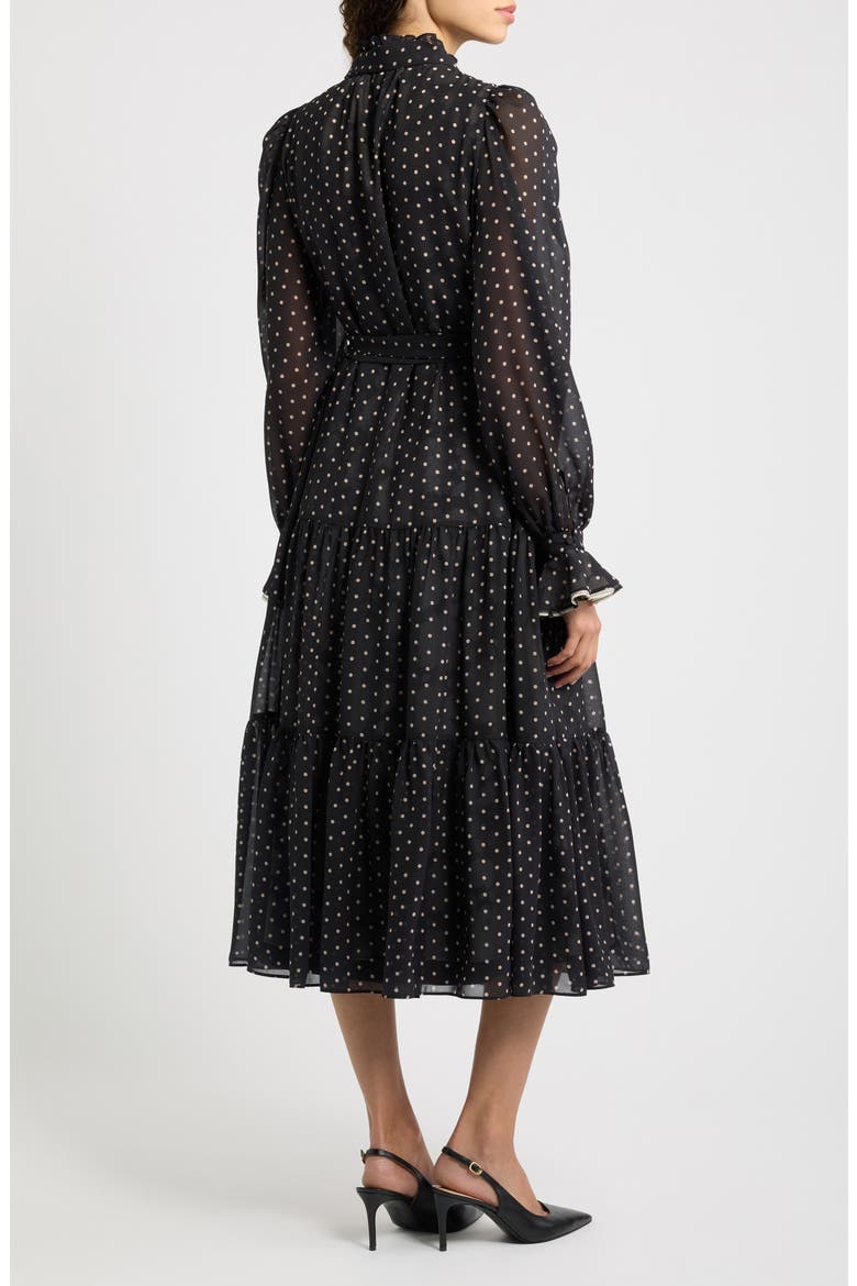 Erin Tie Waist Long Sleeve Midi Dress, Alternate, color, BLACK MULTI