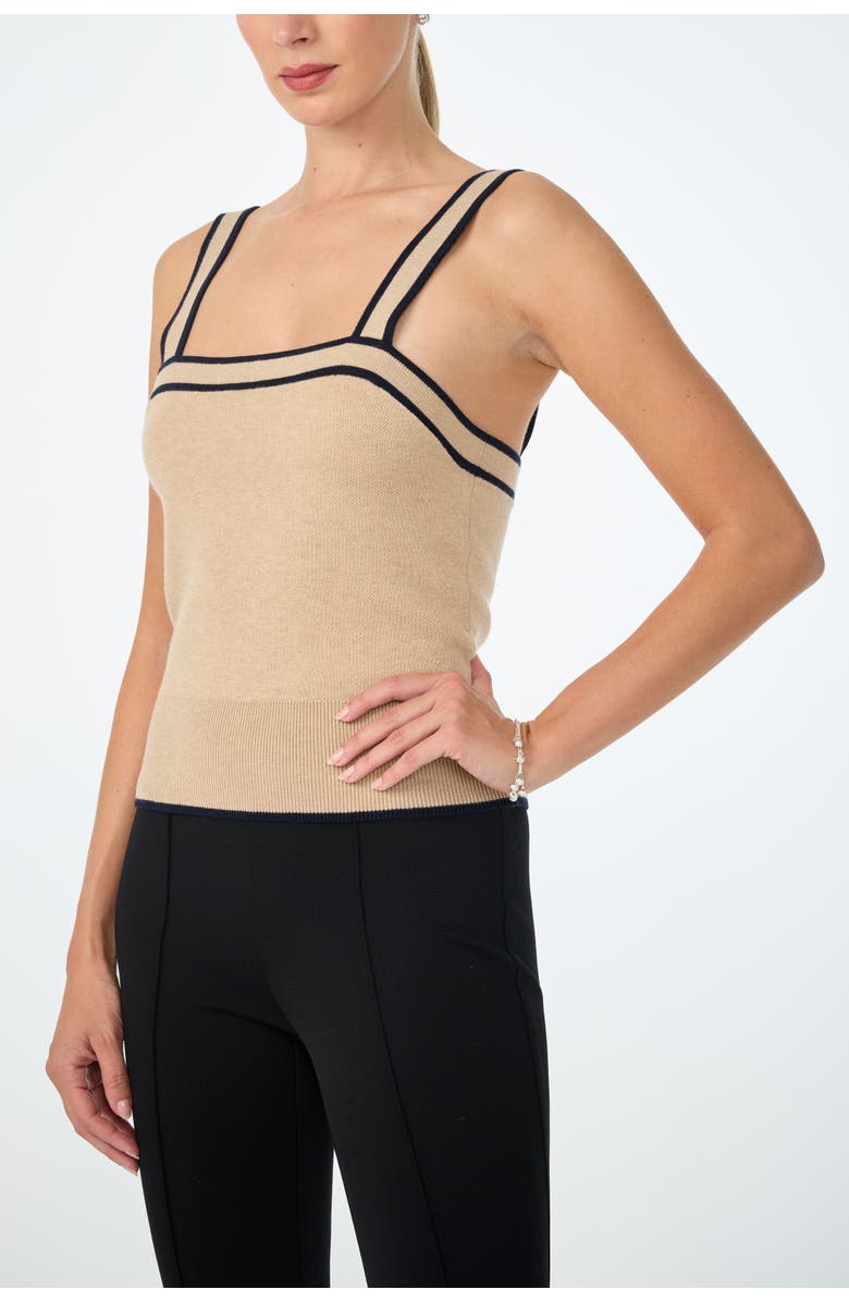 Trina Turk Casady Square Neck Knit Cami, Alternate, color, Camel/Indigo