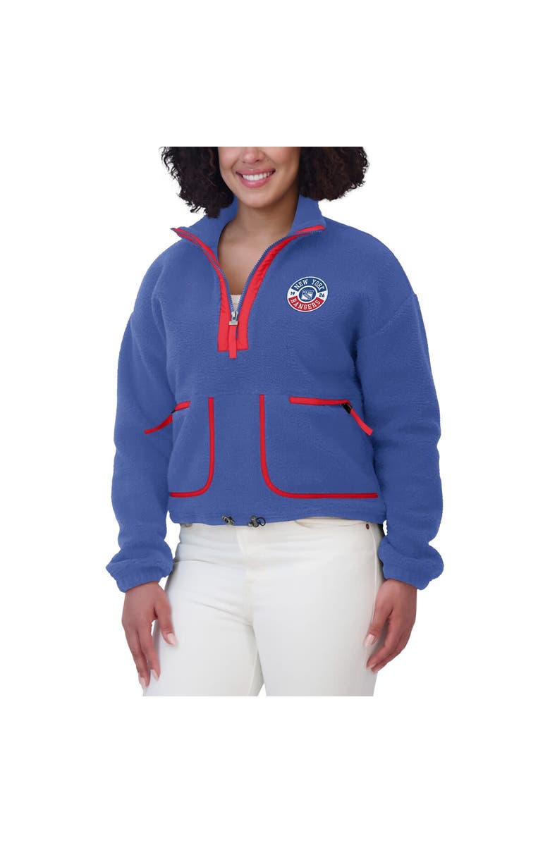 WEAR by Erin Andrews Women's WEAR by Erin Andrews  Blue New York Rangers Polar Fleece Half-Zip Jacket, Alternate, color, Blue