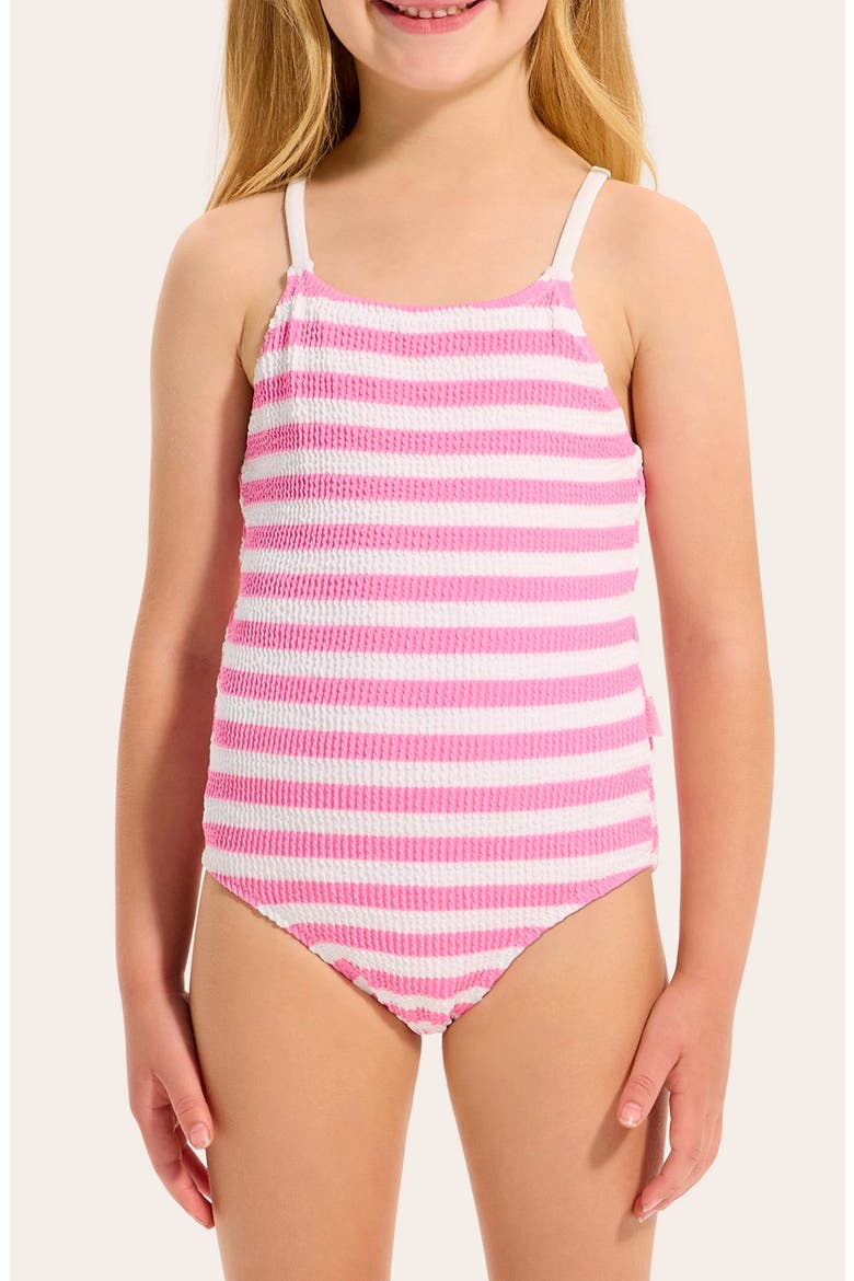 Kids' Textured One-Piece Swimsuit, Alternate, color, CANDY PINK