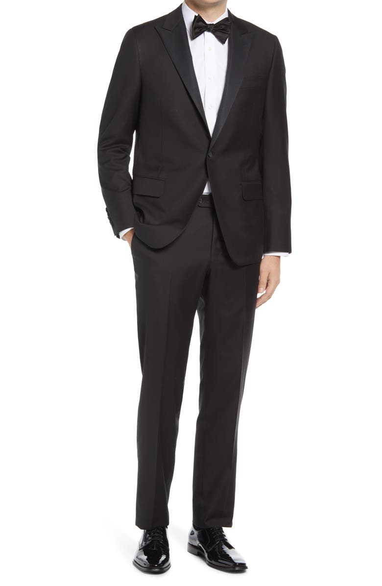 Heritage Gold Infinity Classic Fit Peak Lapel Wool Tuxedo, Main, color, 