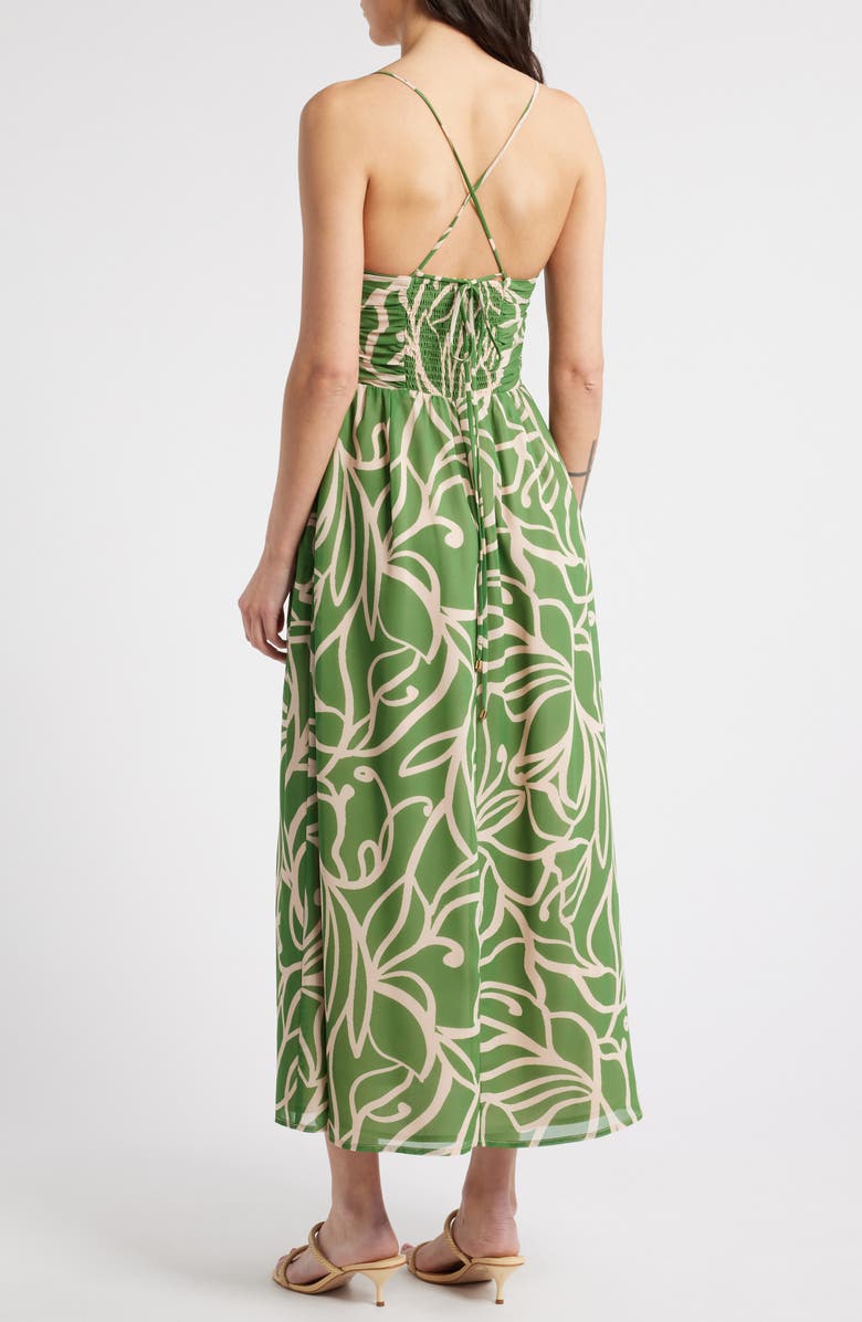 Lost + Wander Floral Lane Midi Dress, Alternate, color, Green Cream