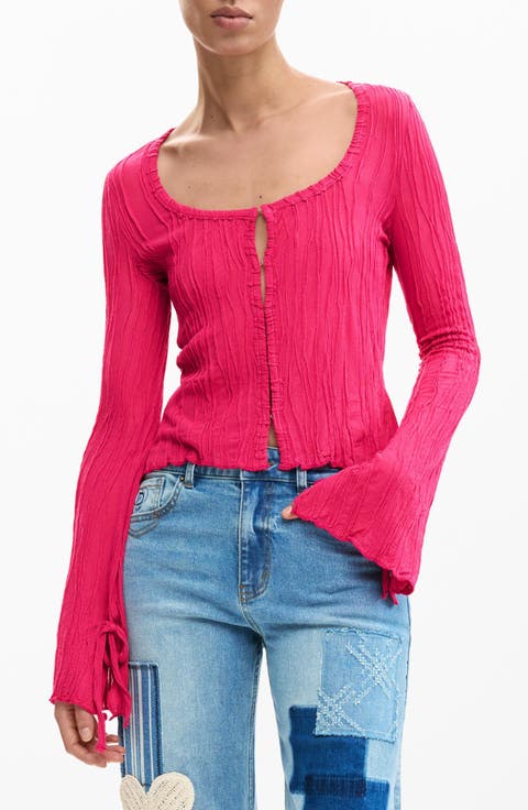 Tie Sleeve Rib Top