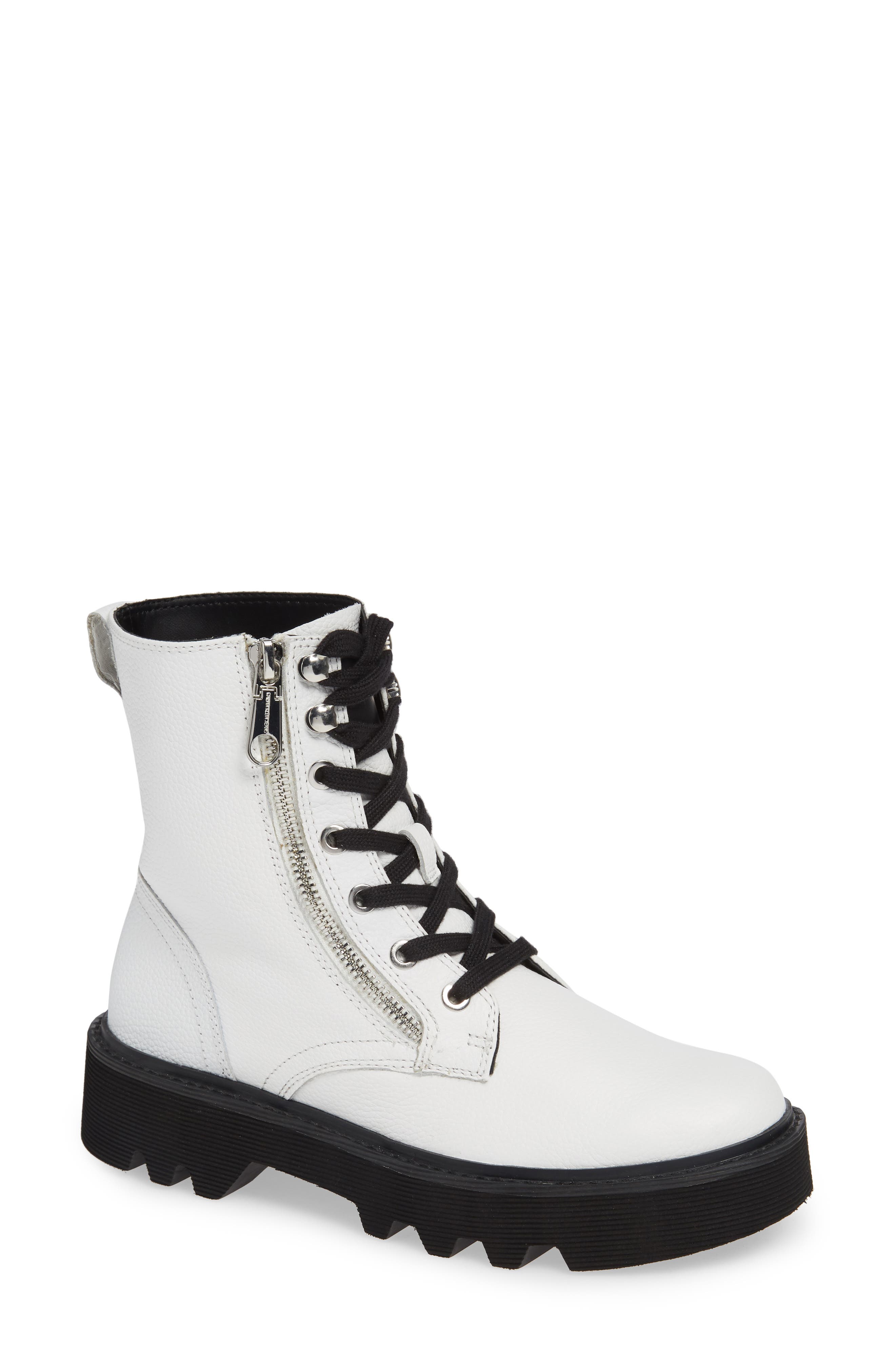 Diahne Combat Boot, Main, color, WHITE LEATHER