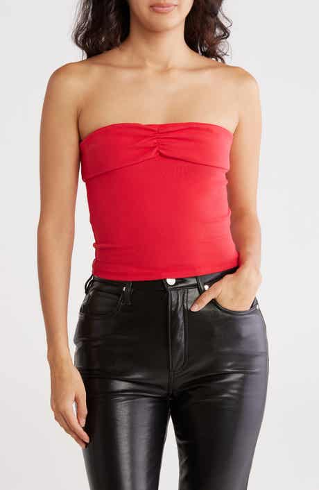 Foldover Ruched Crop Tube Top