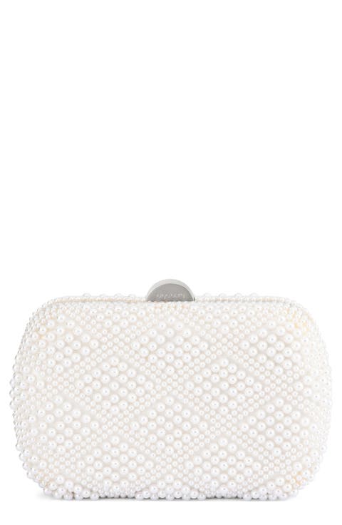 Claire Faux Pearl Frame Clutch