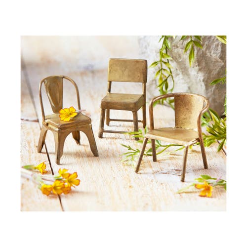 Tag Vine Tiny Chairs Decorative Sculptures Antique Gold Decor In Brown