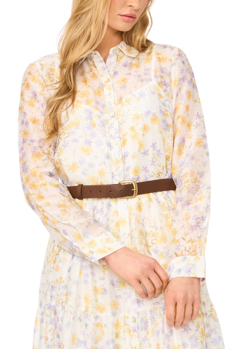 Halogen<sup>®</sup> Long Sleeve Tiered Maxi Shirtdress, Alternate, color, Egret