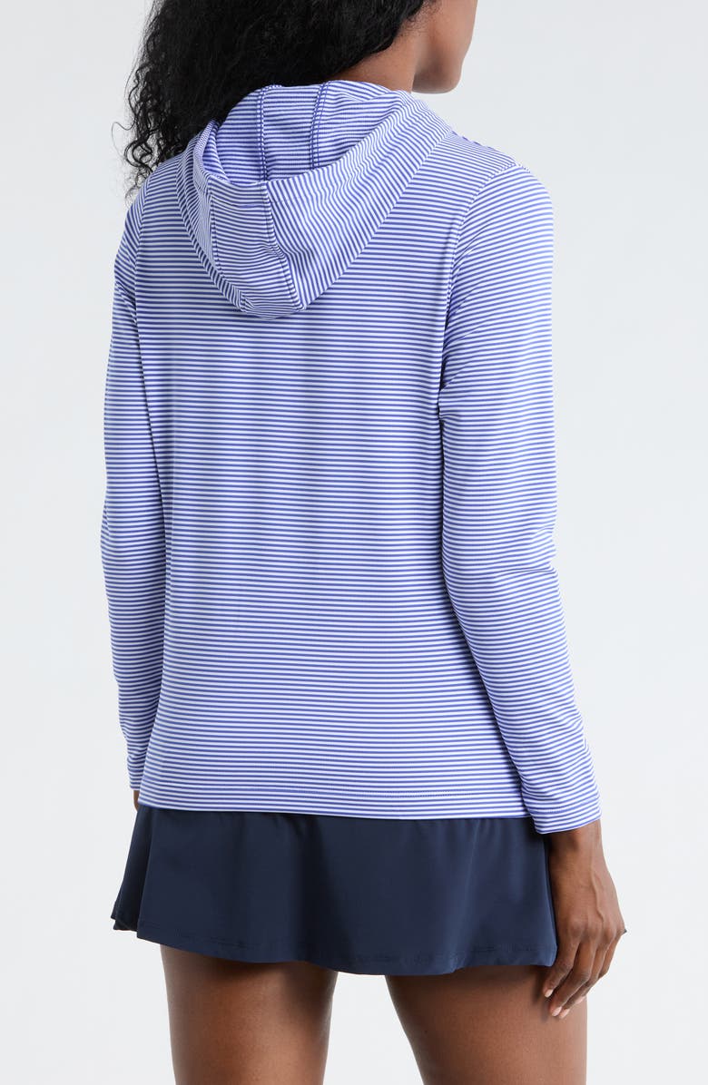 Peter Millar Pine Vista Stripe Performance Hoodie, Alternate, color, Pacific Blue / White