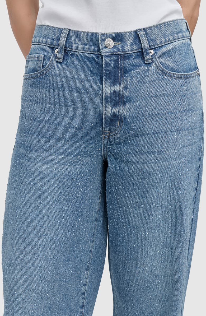 DKNY Jeans Rhinestone Embellished High Waist Wide Leg Jeans, Alternate, color, Cedar Street