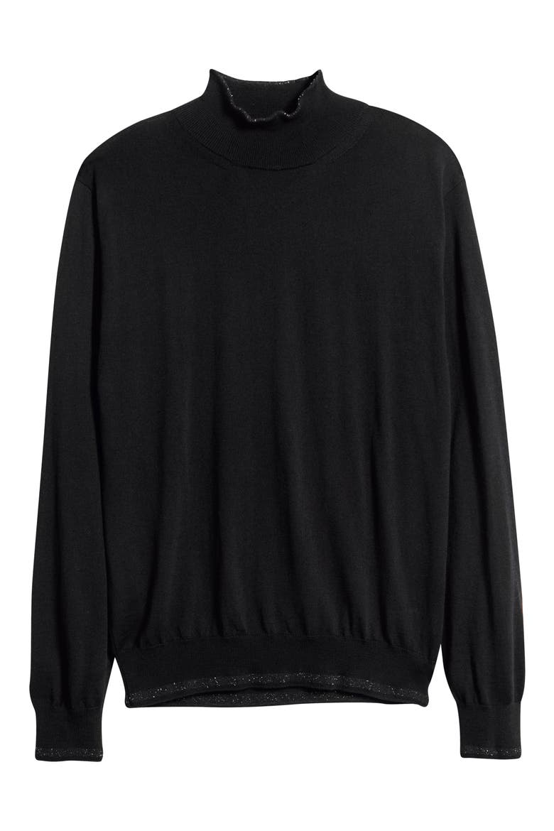 Mock Neck Wool & Silk Blend Sweater, Alternate, color, BLACK
