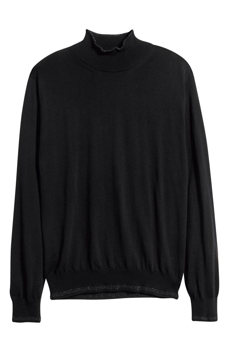 Canali Mock Neck Wool & Silk Blend Sweater, Alternate, color, Black