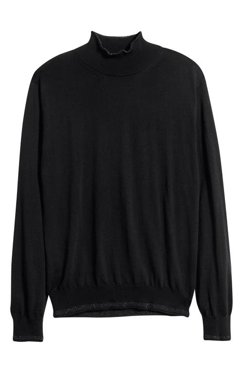 Canali Mock Neck Wool & Silk Blend Sweater In Black