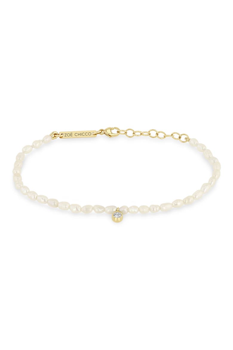 Pearl & Diamond Bracelet, Main, color, 14K YELLOW GOLD