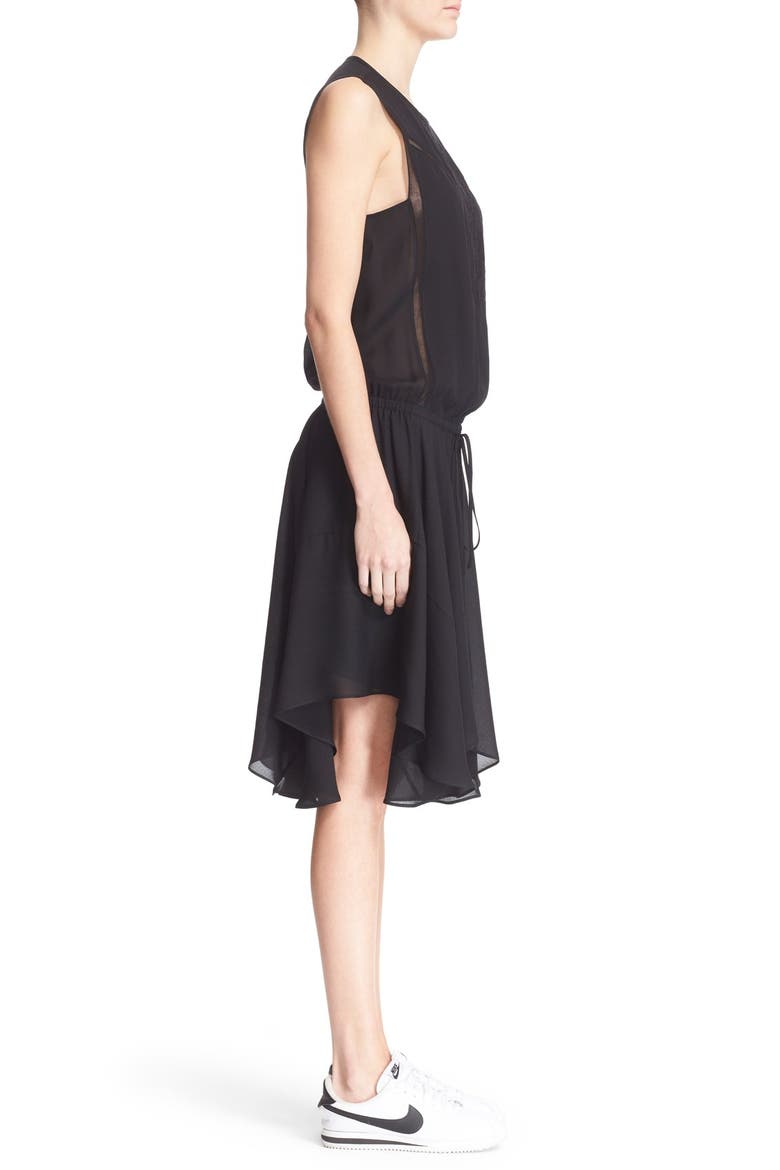 'Meloni' Lace Inset Silk Dress, Alternate, color, BLACK