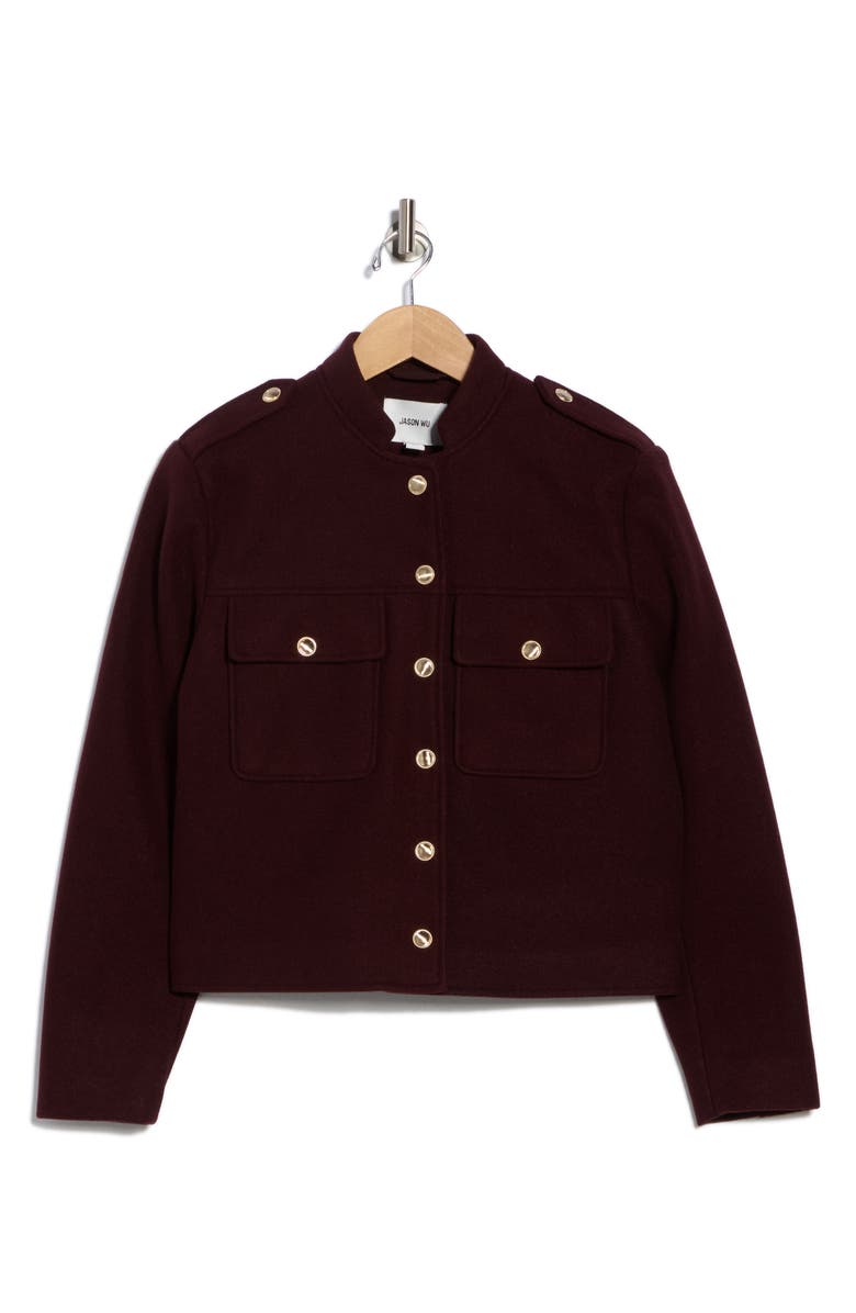 JASON WU Crop Knit Jacket, Alternate, color, Burgundy