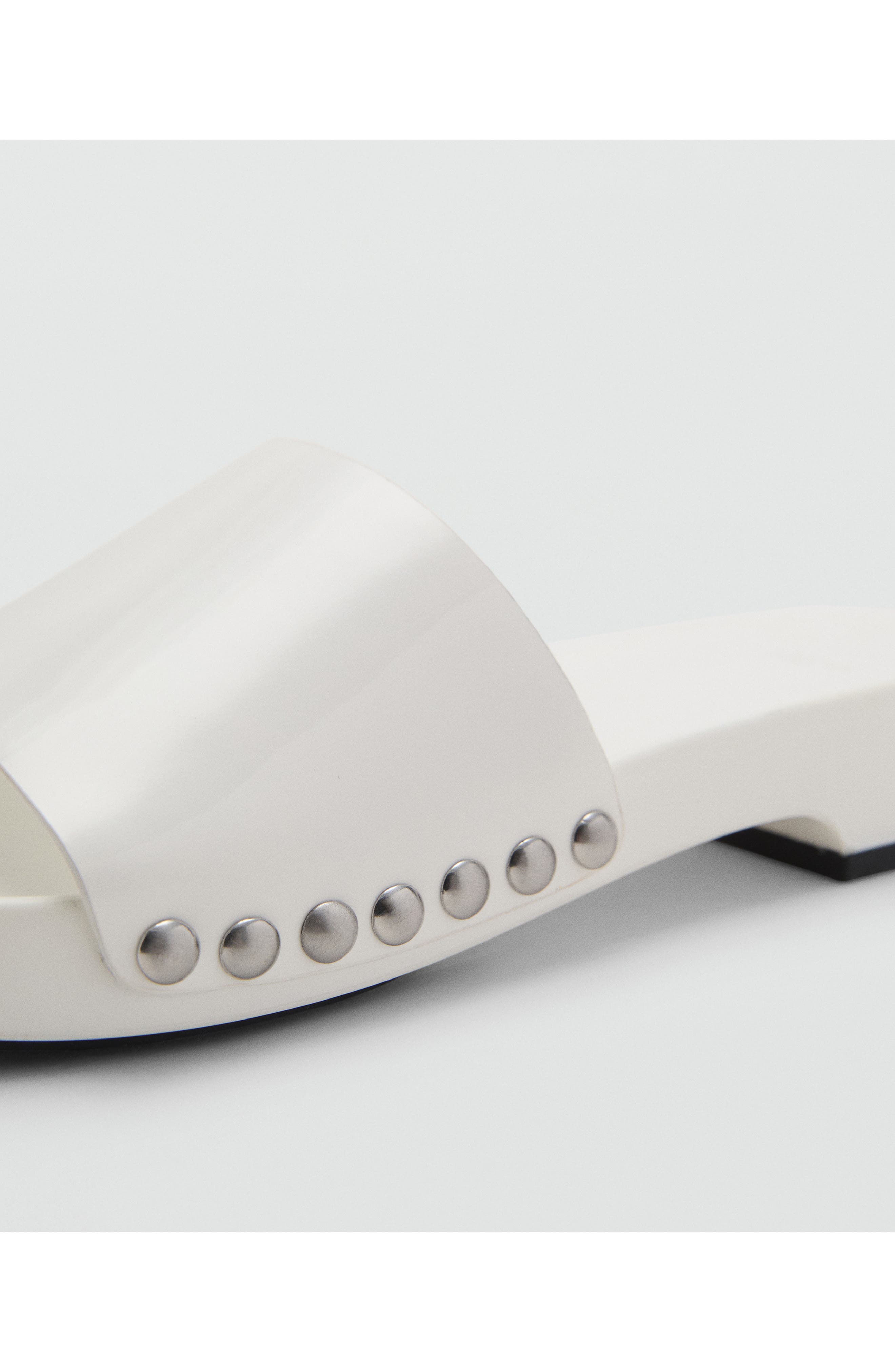 MANGO Studded Slide Sandal, Alternate, color, White